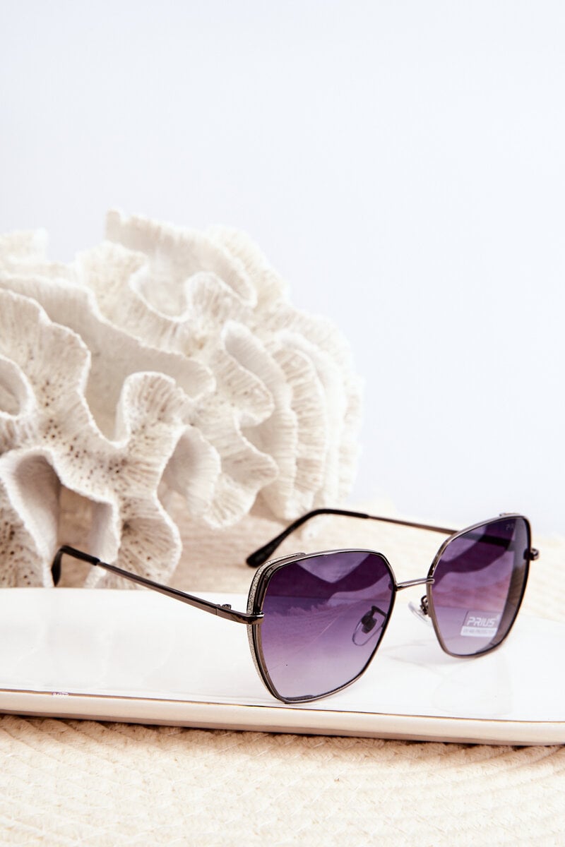 Dámské sluneční brýle s třpytivými UV400 vložkami černo-stříbrná