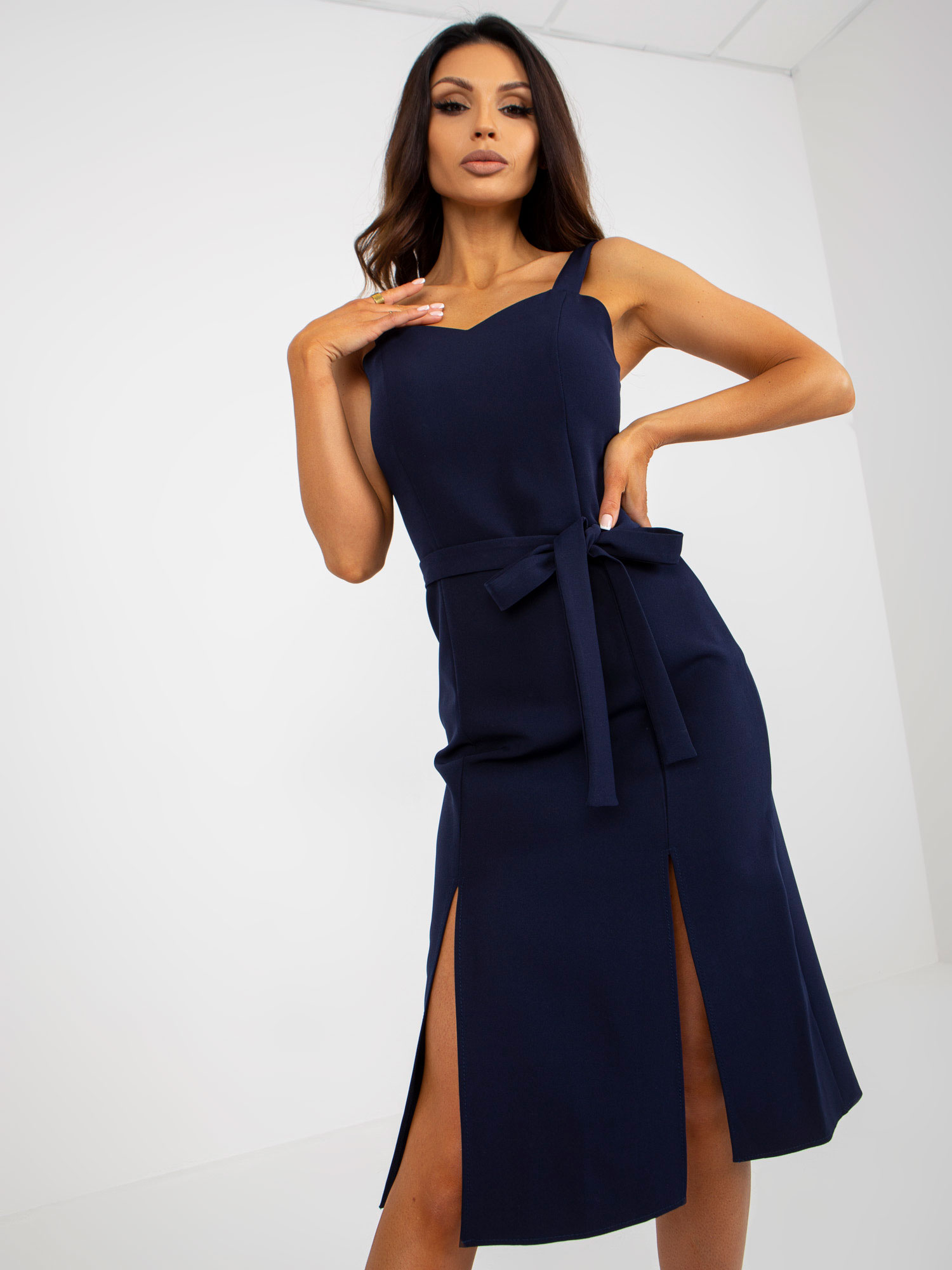 Navy Blue Cocktail Dress With Straps