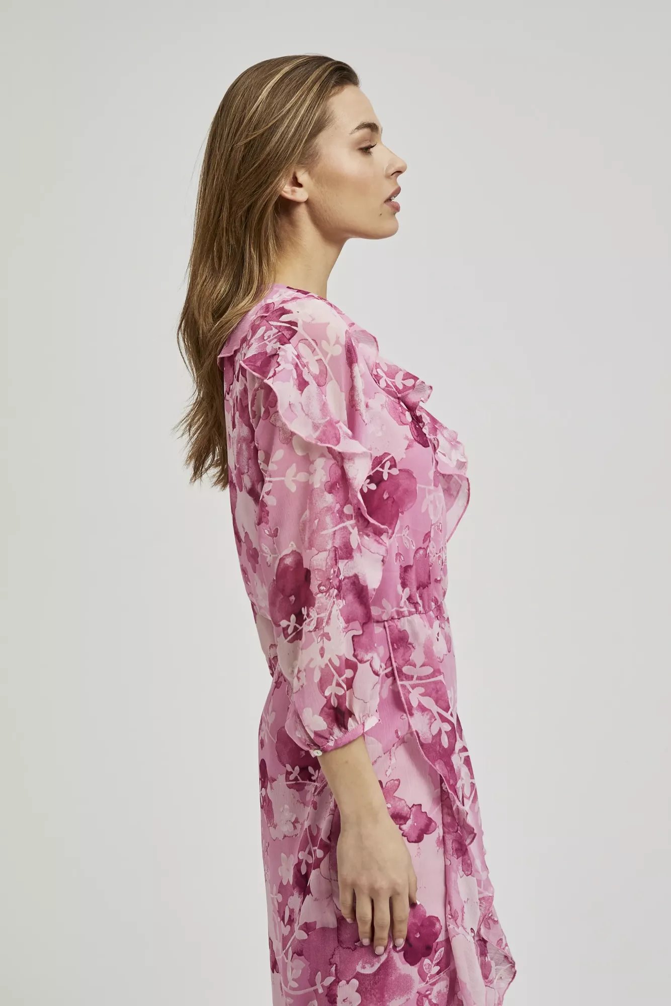 Women's patterned dress MOODO - pink