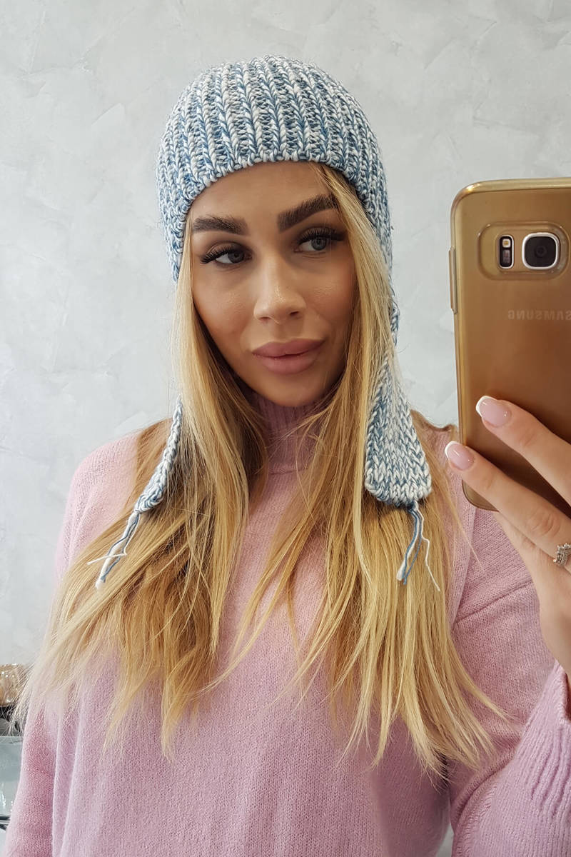 Ladies long eared beanie Jana K314 blue