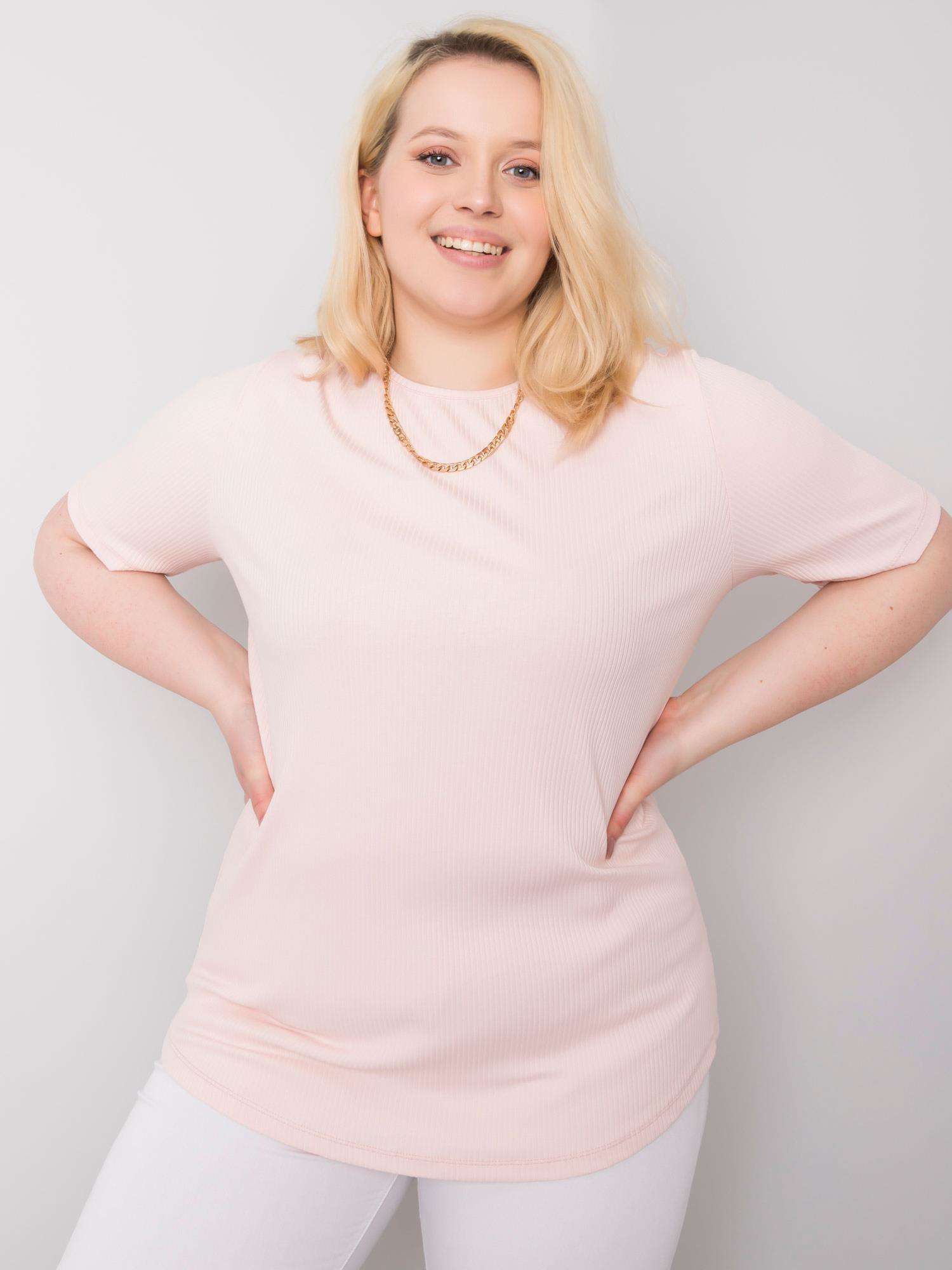 Light Pink Striped Blouse Of Larger Size