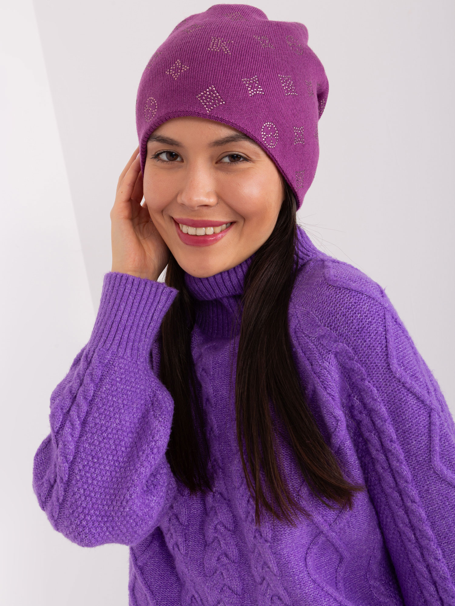 Purple Winter Hat With Cashmere