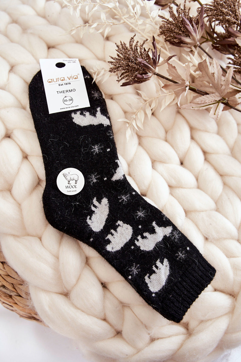 Levně Dámské Vlněné Ponožky V Polar Bear Černé