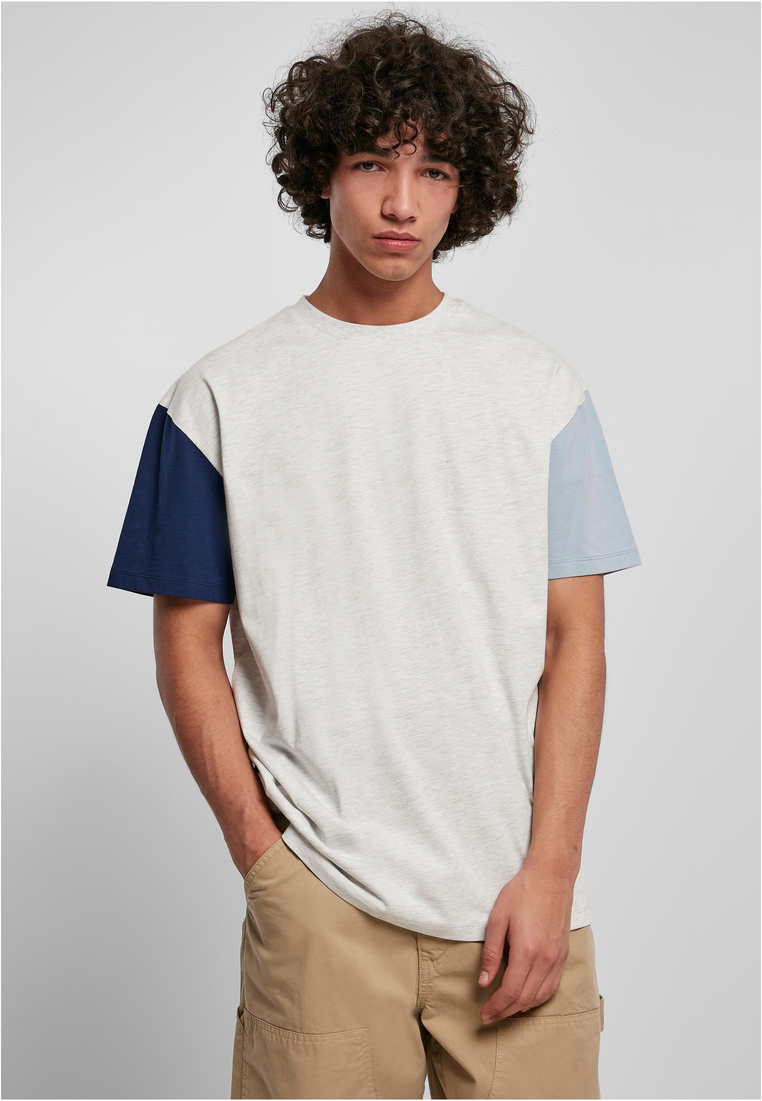 Organic Oversized T-Shirt Colorblock Light Grey