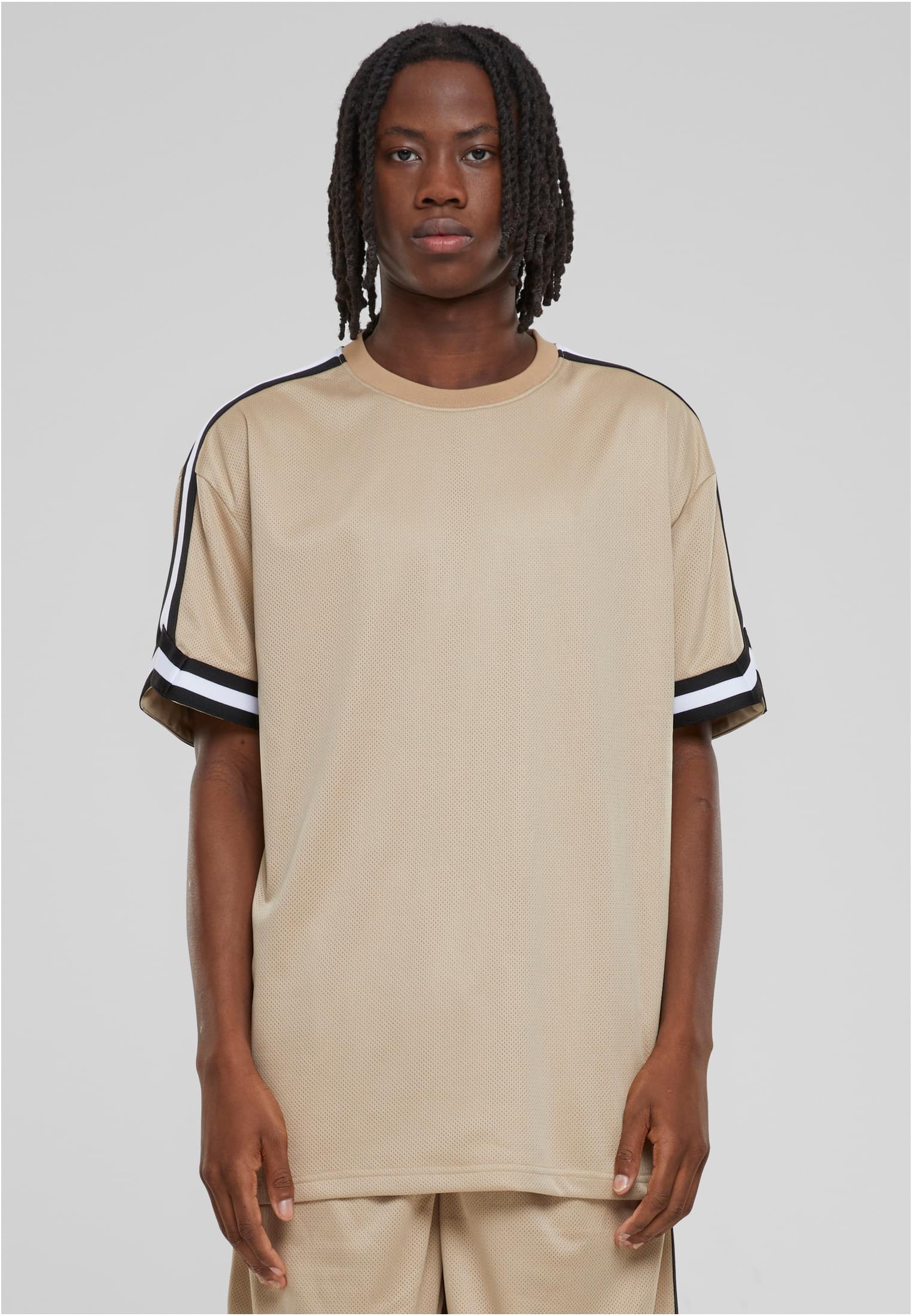 Men's Oversized Stripes Mesh T-Shirt - Unionbeige