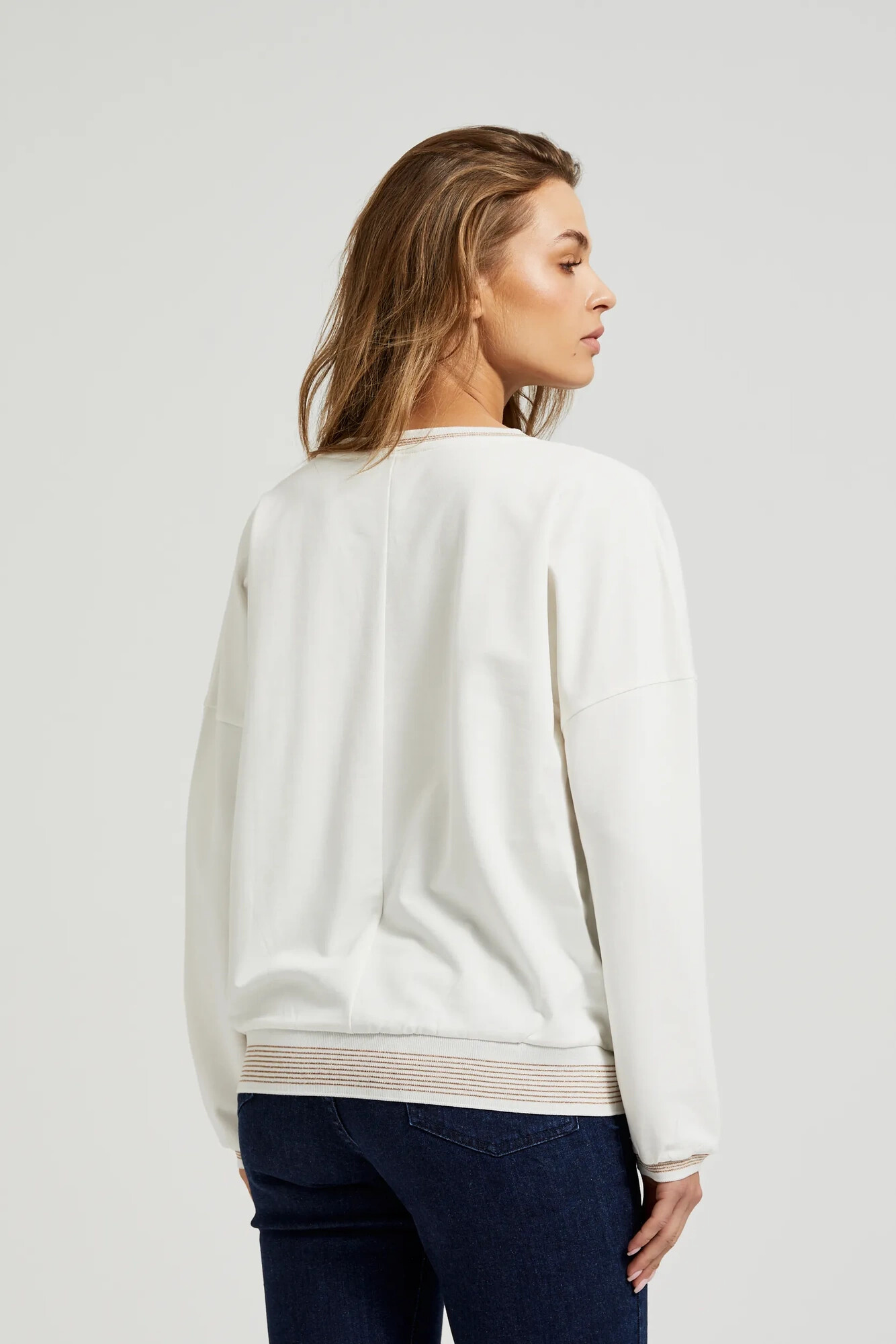 Women's blouse decorated with stripes MOODO - white