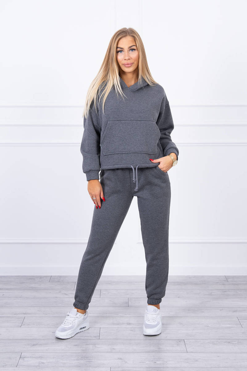 Insulated set with sweatshirt tied at the bottom with graphite
