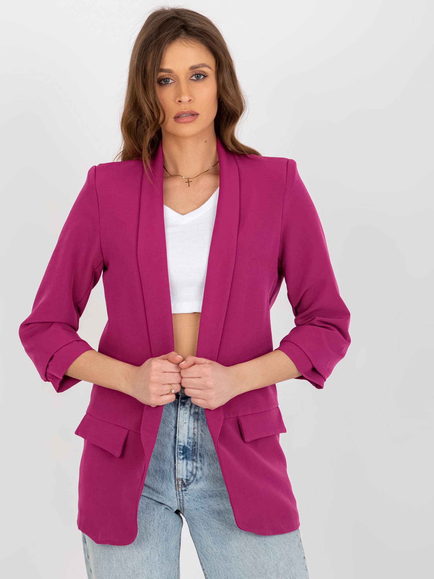 Women's fuchsia jacket Adela without fastening