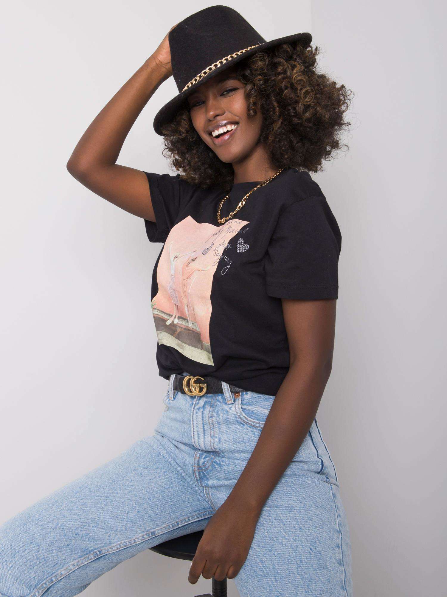 Women's black Tshirt with print