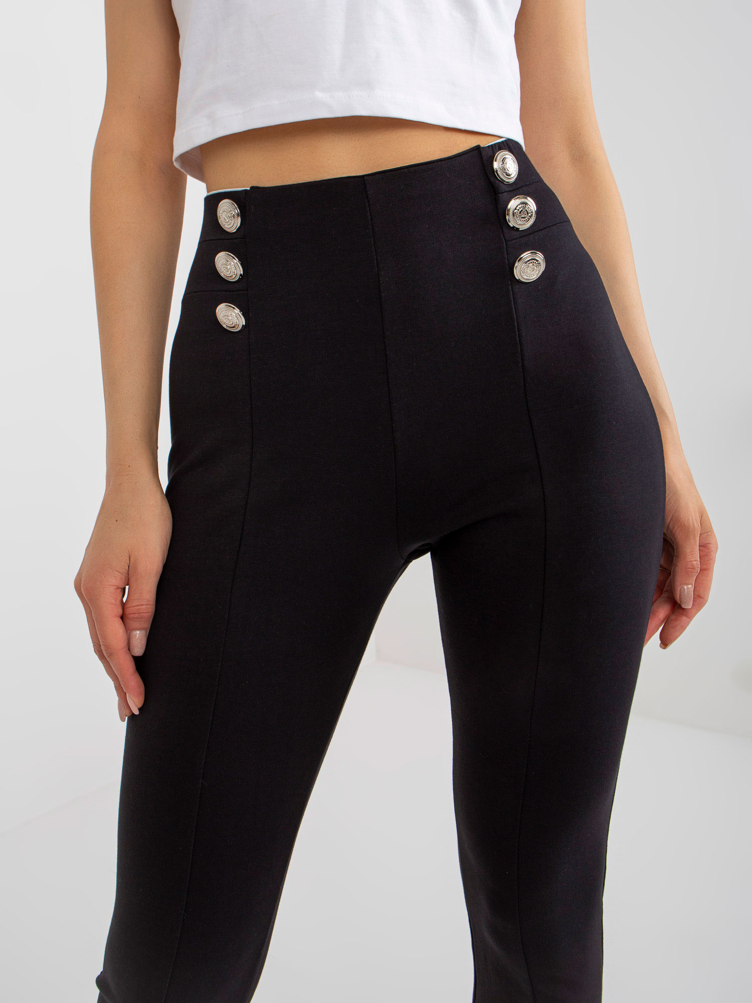 Pantaloni de trening negri din bumbac cu bandă elastică în talie