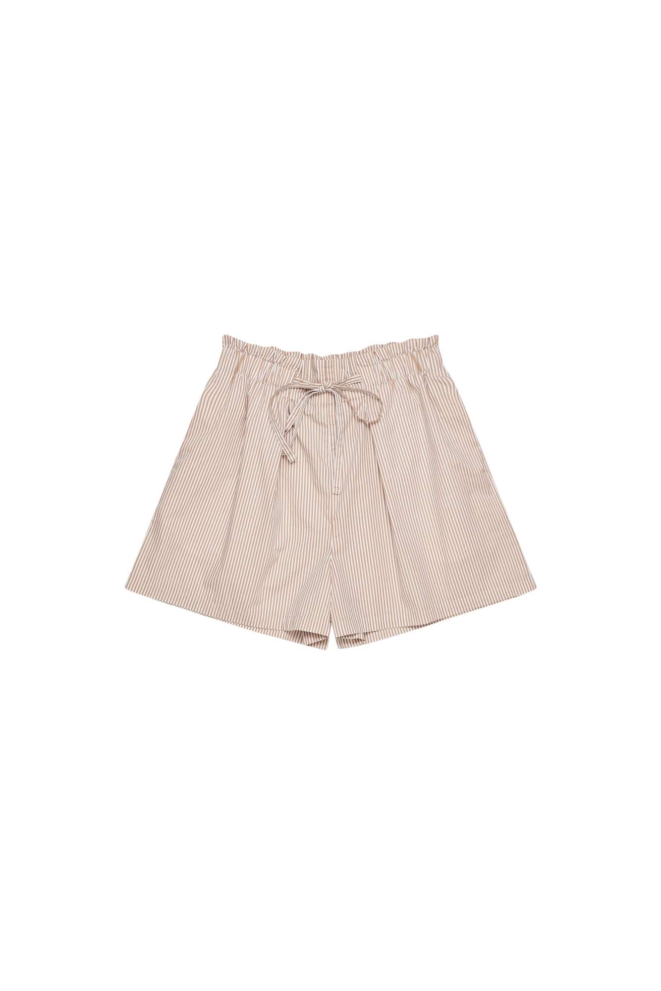 Striped cotton shorts - beige
