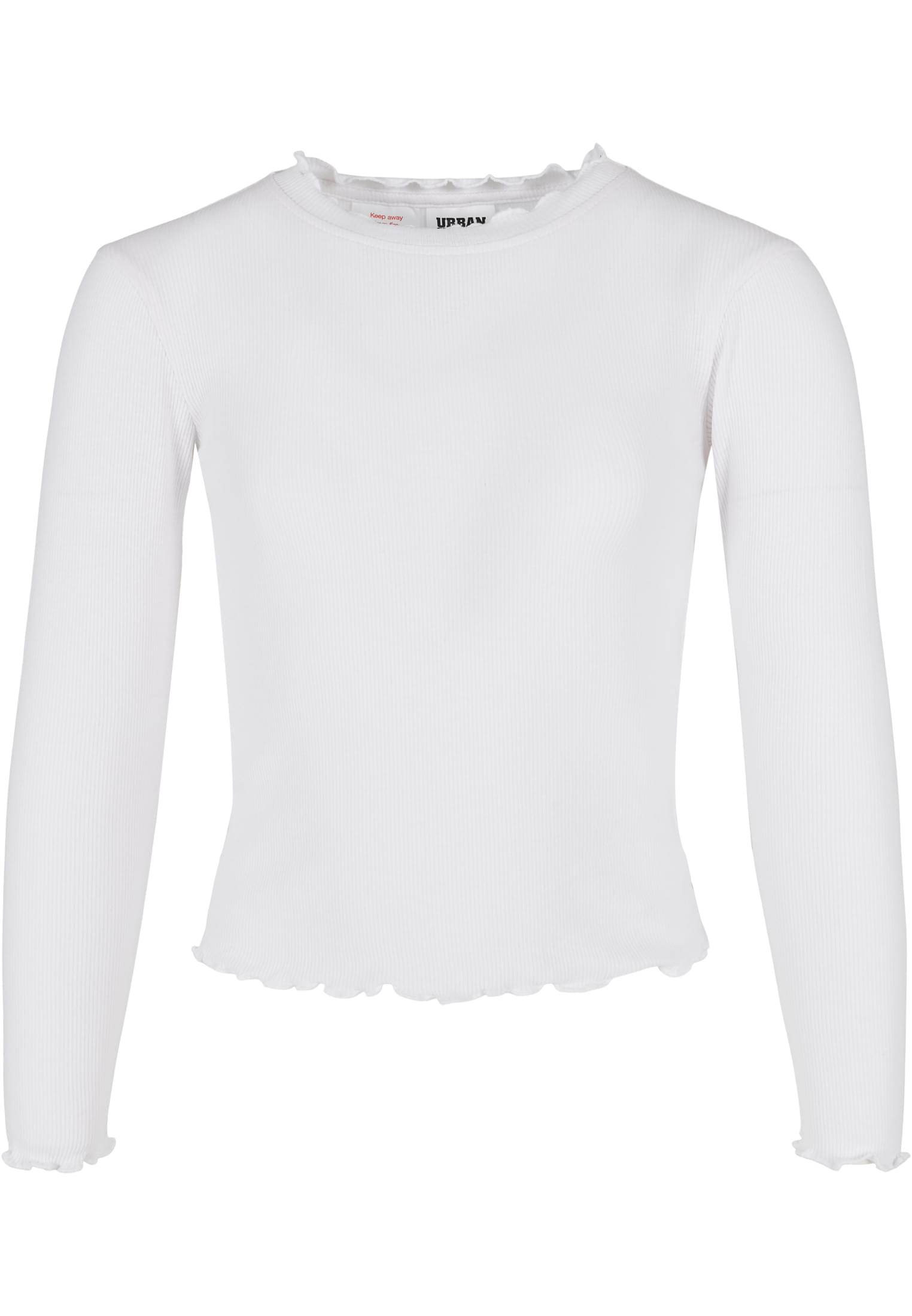 Girls' Long Sleeved Short Rib White