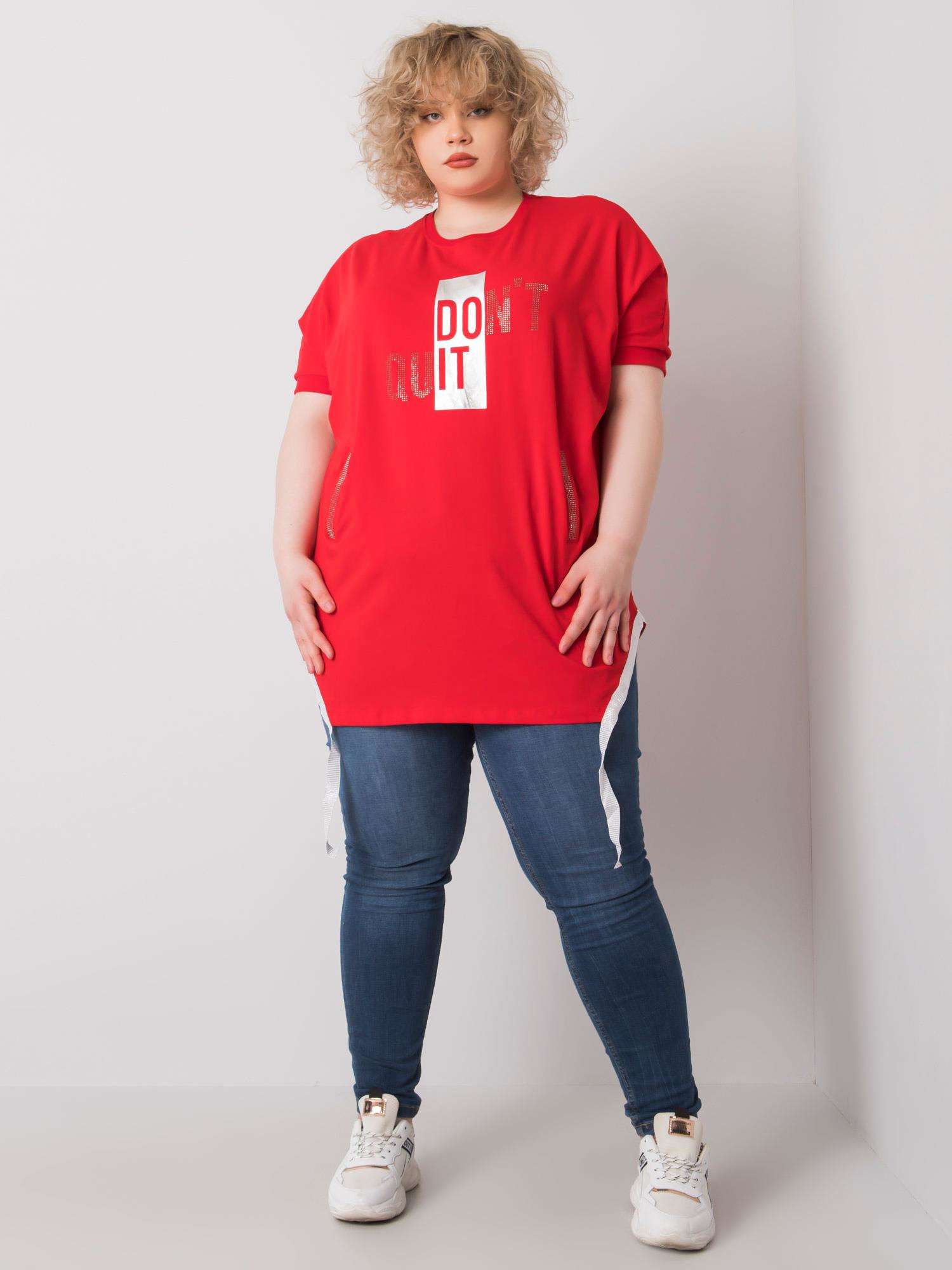 Red Blouse Plus Sizes With Inscription