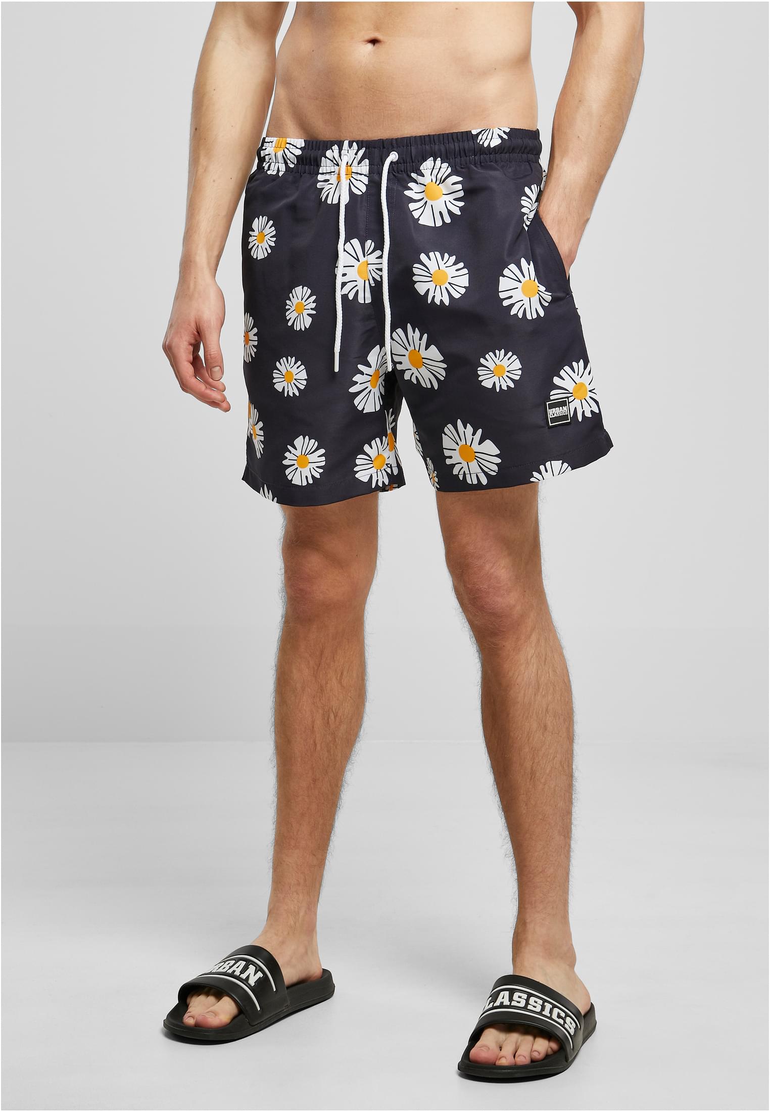Swimsuit shorts with easternavydaisy pattern