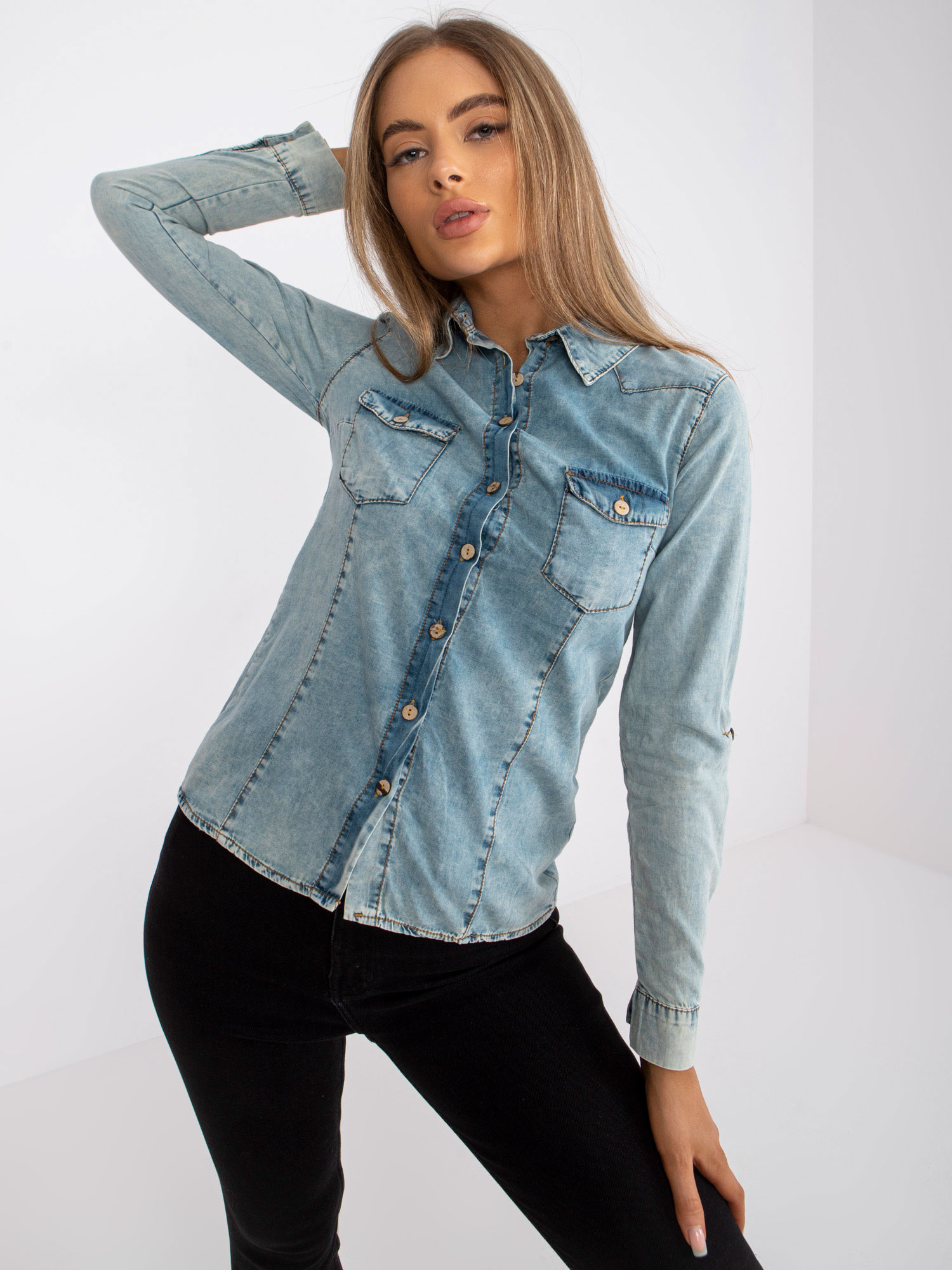 Camasa dama, Fashionhunters i523_RO-KS-GMK-4009.95jasny niebieski