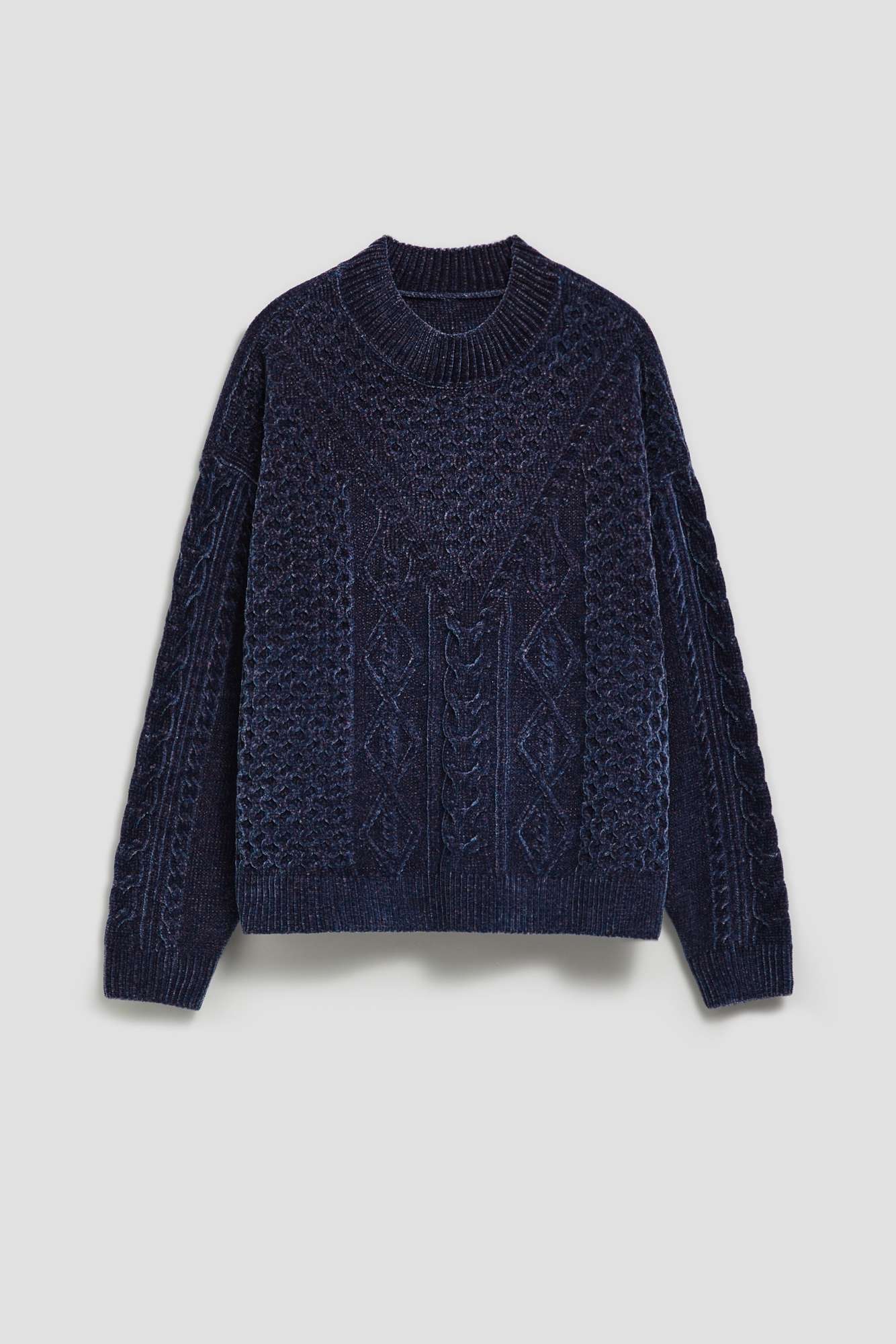 Marisse Navy Blue Sweater With Decorative Weave