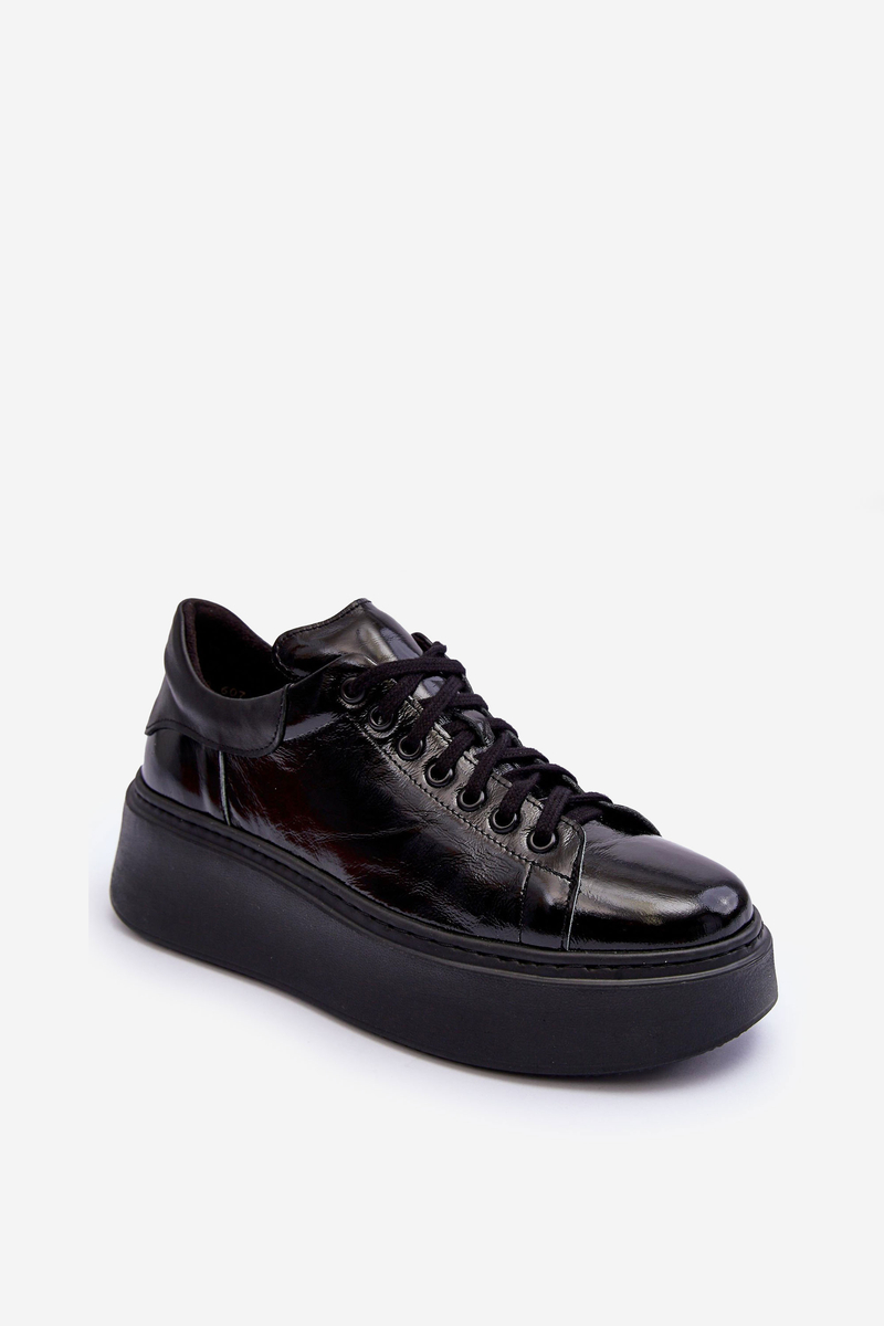 Women's Patent Leather Sports Shoes On The Black Lemar Platform