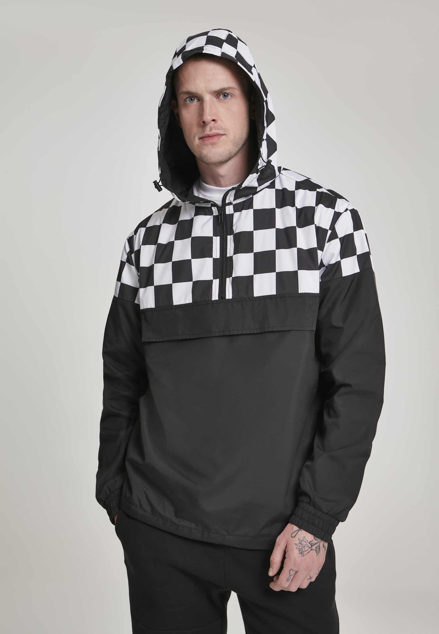 Check Pull Over Jacket Blk/chess