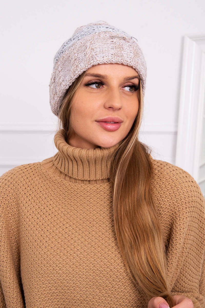 Cap with fleece Pola K267 grey+beige