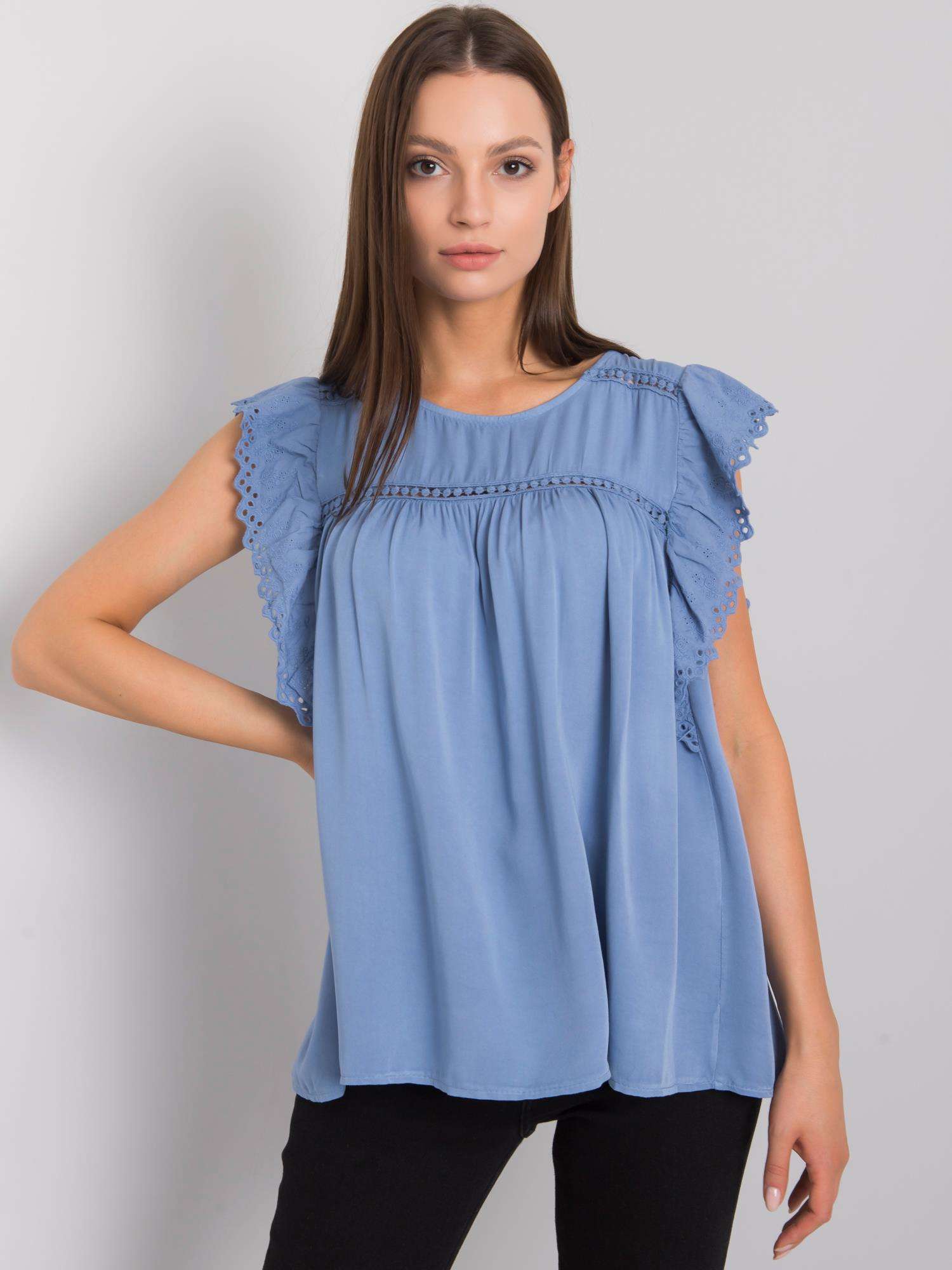 Blue Blouse With Short Sleeves