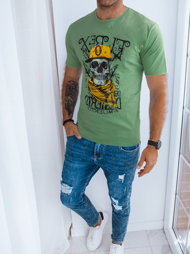 Men's T-shirt with print light green Dstreet