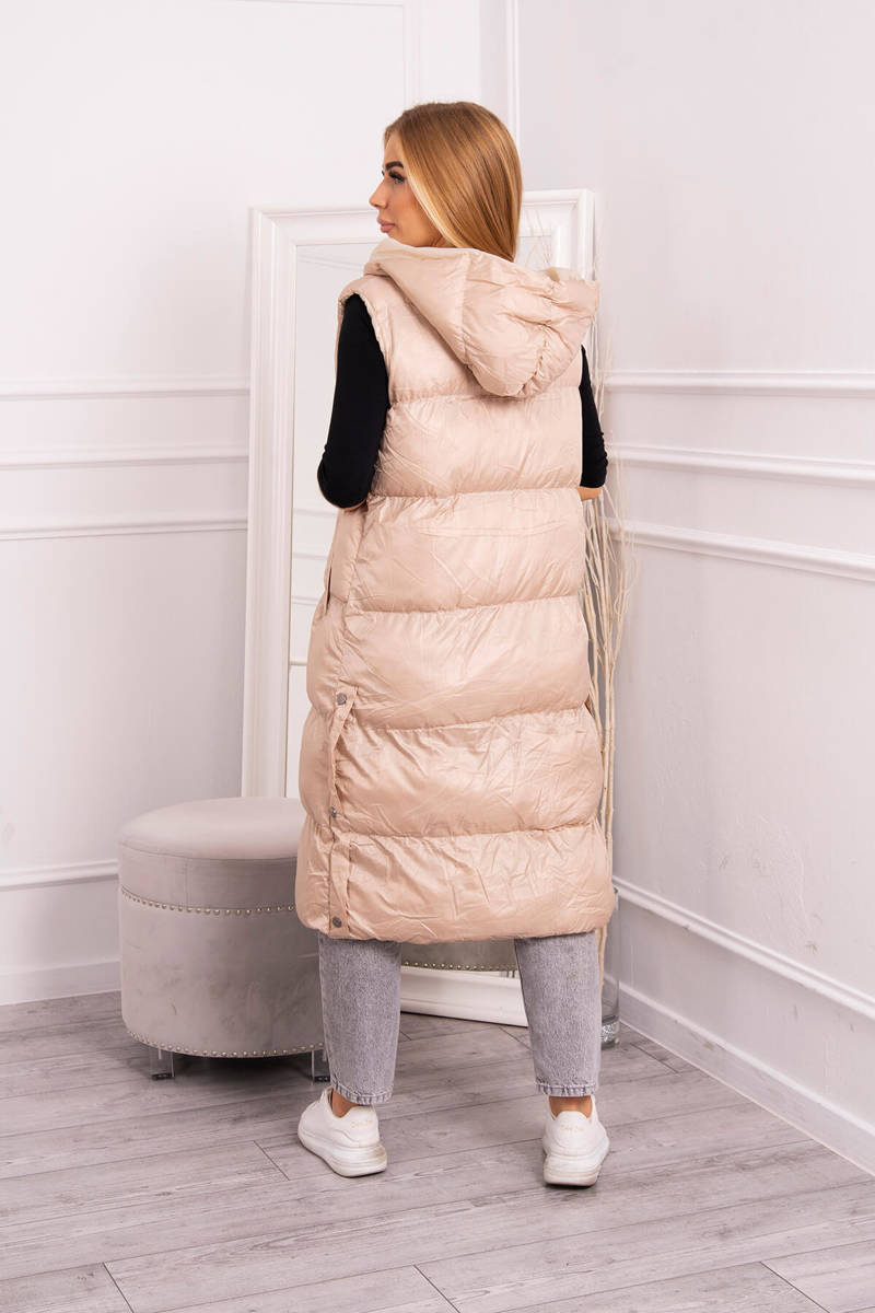 Quilted vest with hood beige