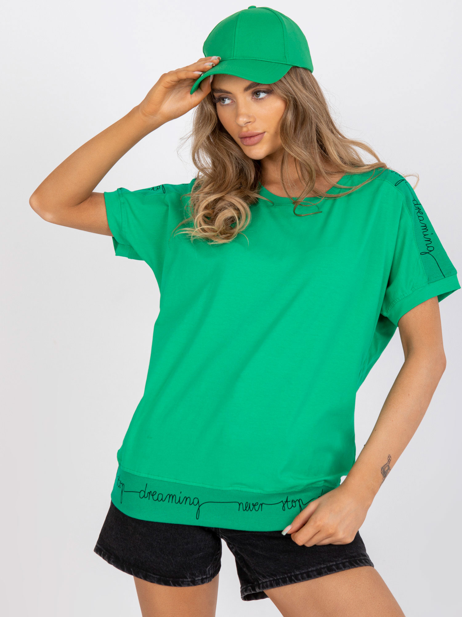Tricou dama, Fashionhunters i523_RV-BZ-7647.62Pciemny zielony