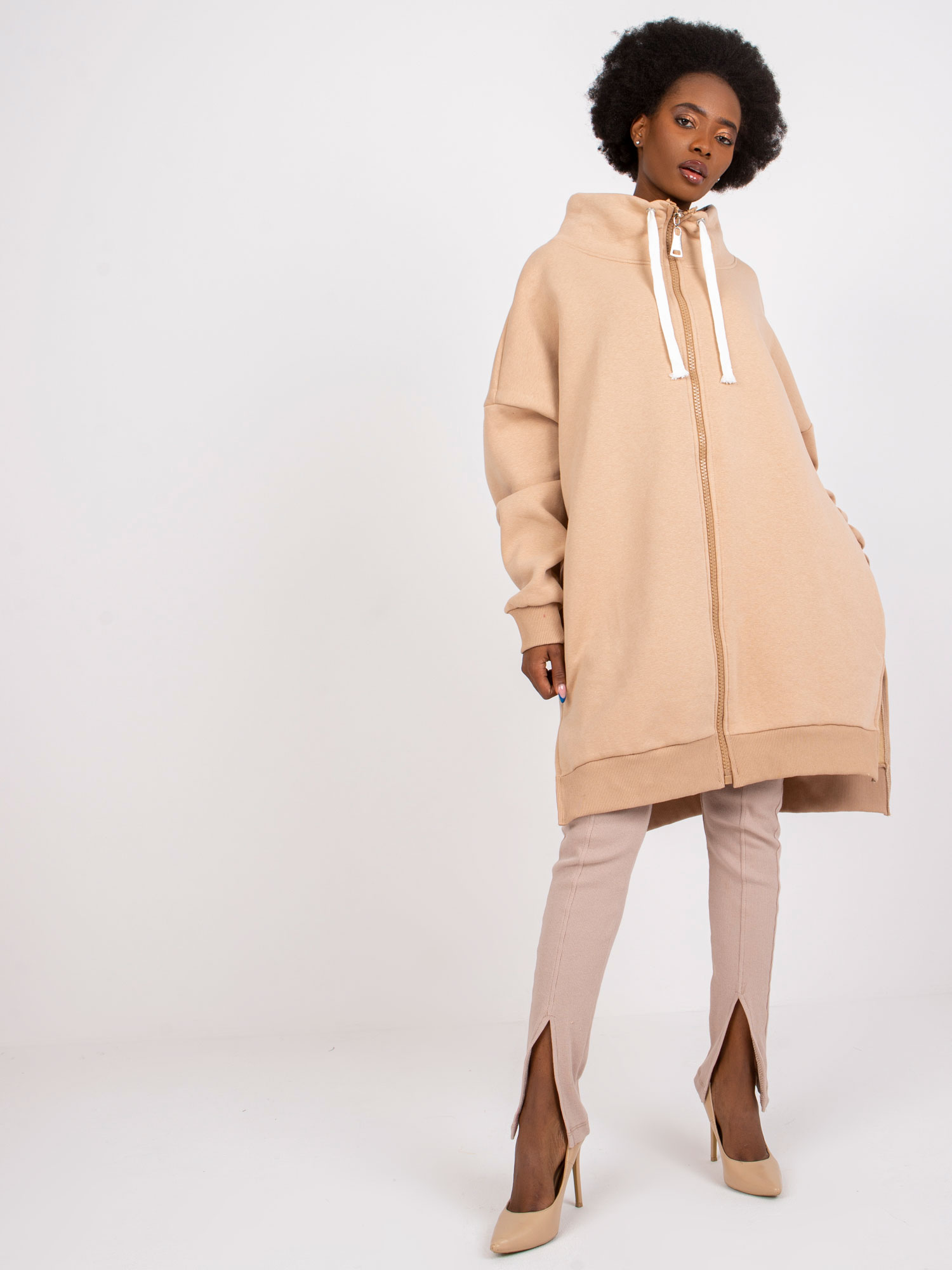 Morocco Beige Zippered Sweatshirt