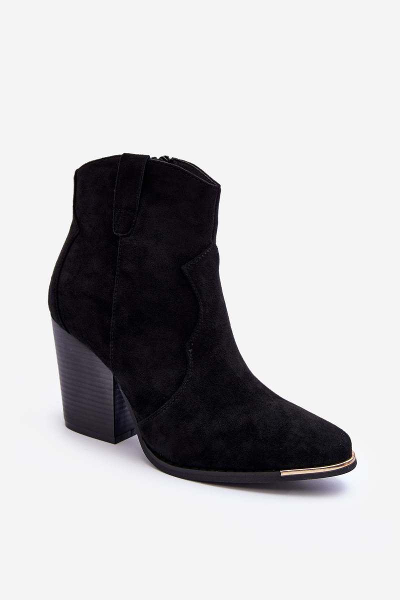 Suede Cowboy Boots With High Heels, Black Lotoune