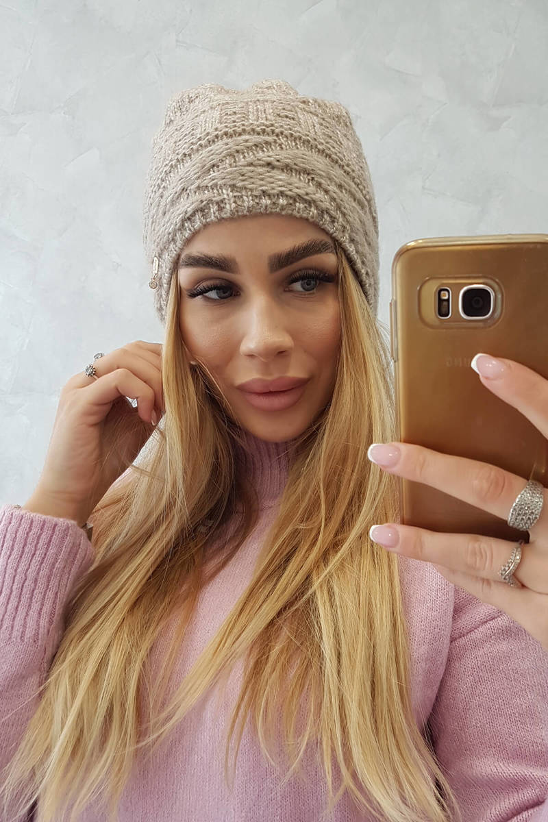 Beanie with fleece Edyta K298 beige