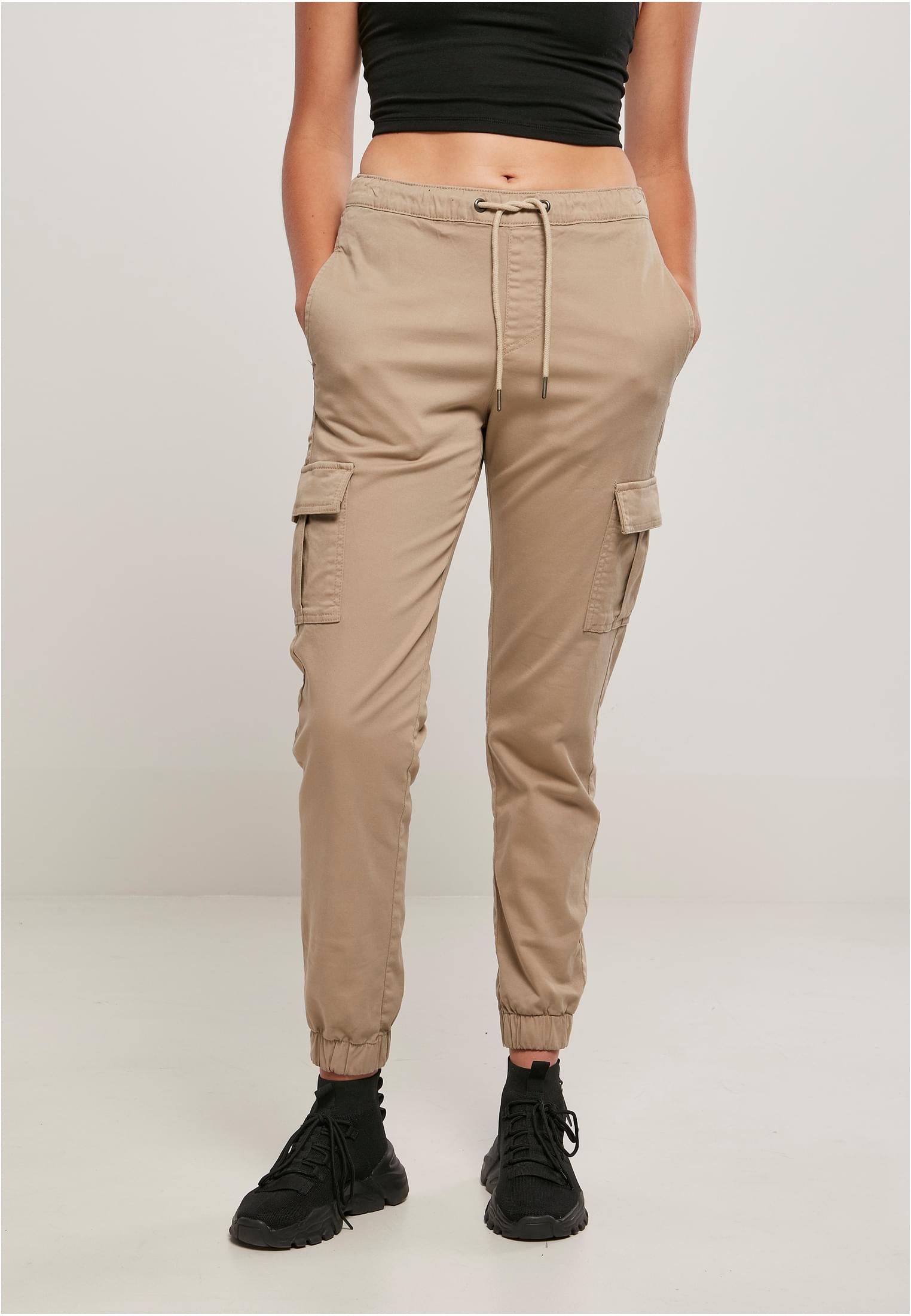 Women's Comfortable High-waisted Tracksuit Bottoms Made Of Soft Taupe