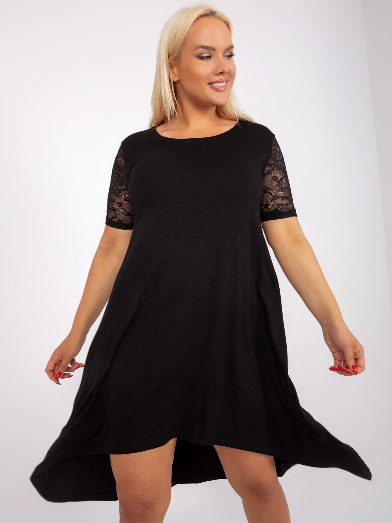 Black Asymmetrical Dress Of Larger Size