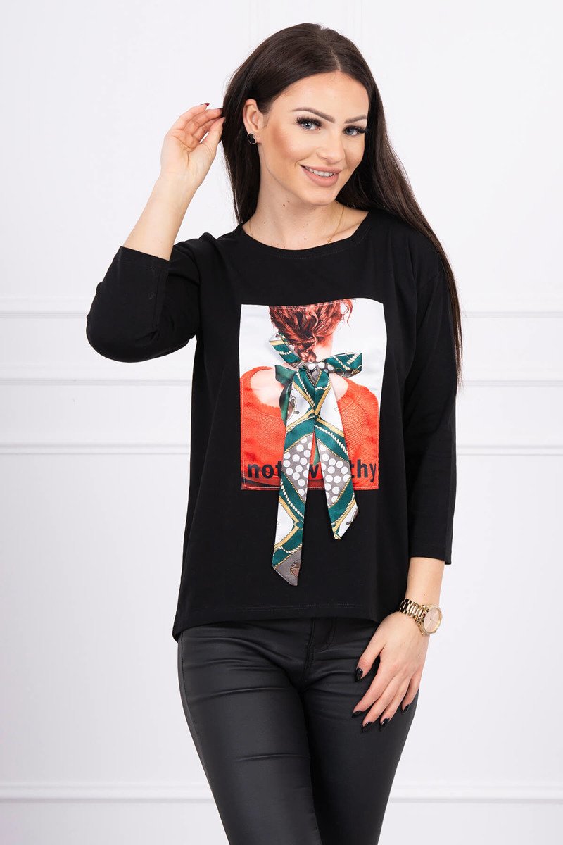Blouse with 3D graphics Remarkable Black