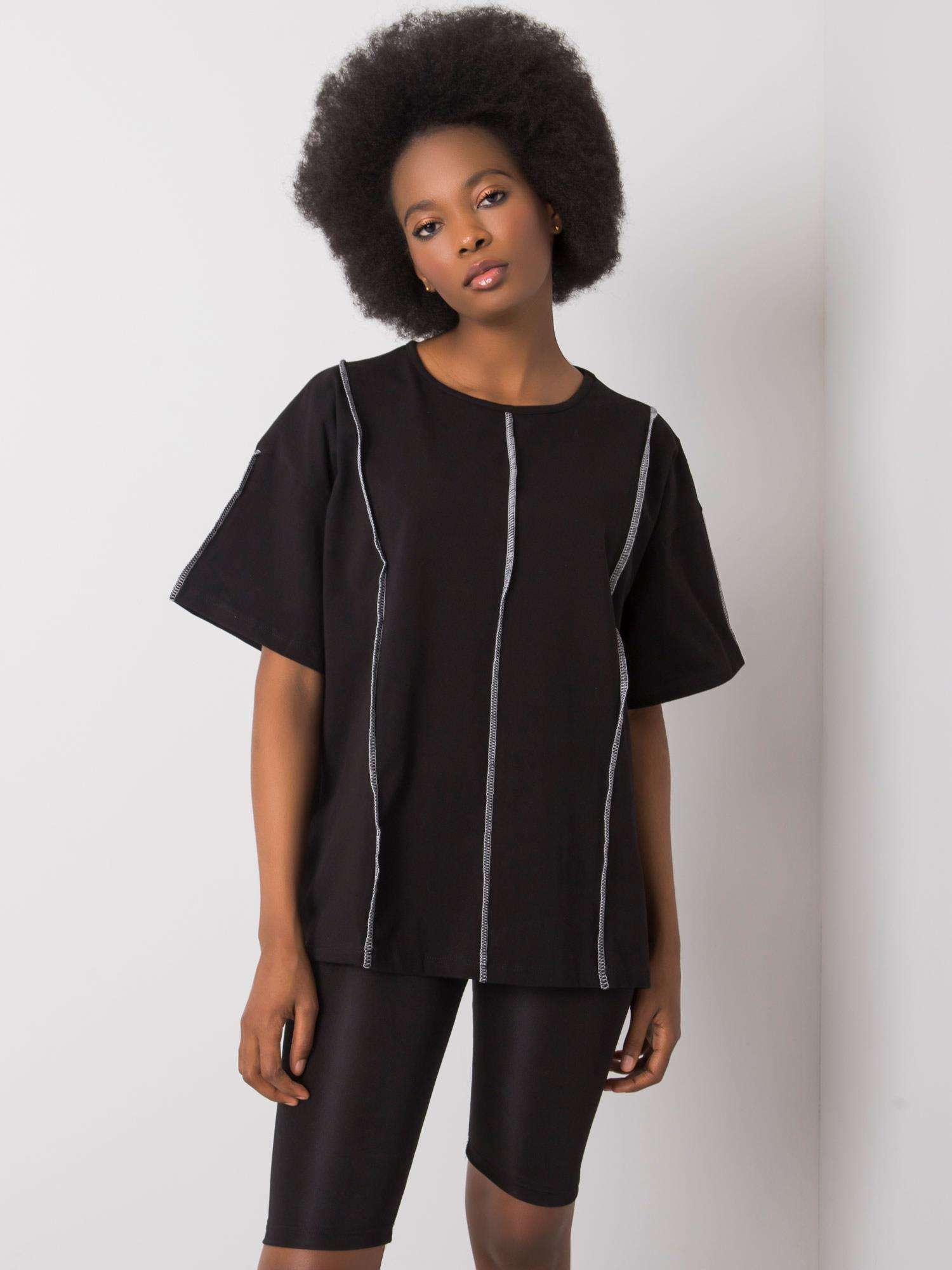 Women's Black Cotton Blouse RUE PARIS