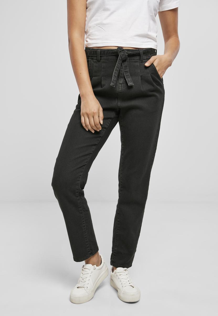 Women's High Waisted Knitted Denim Chino Black