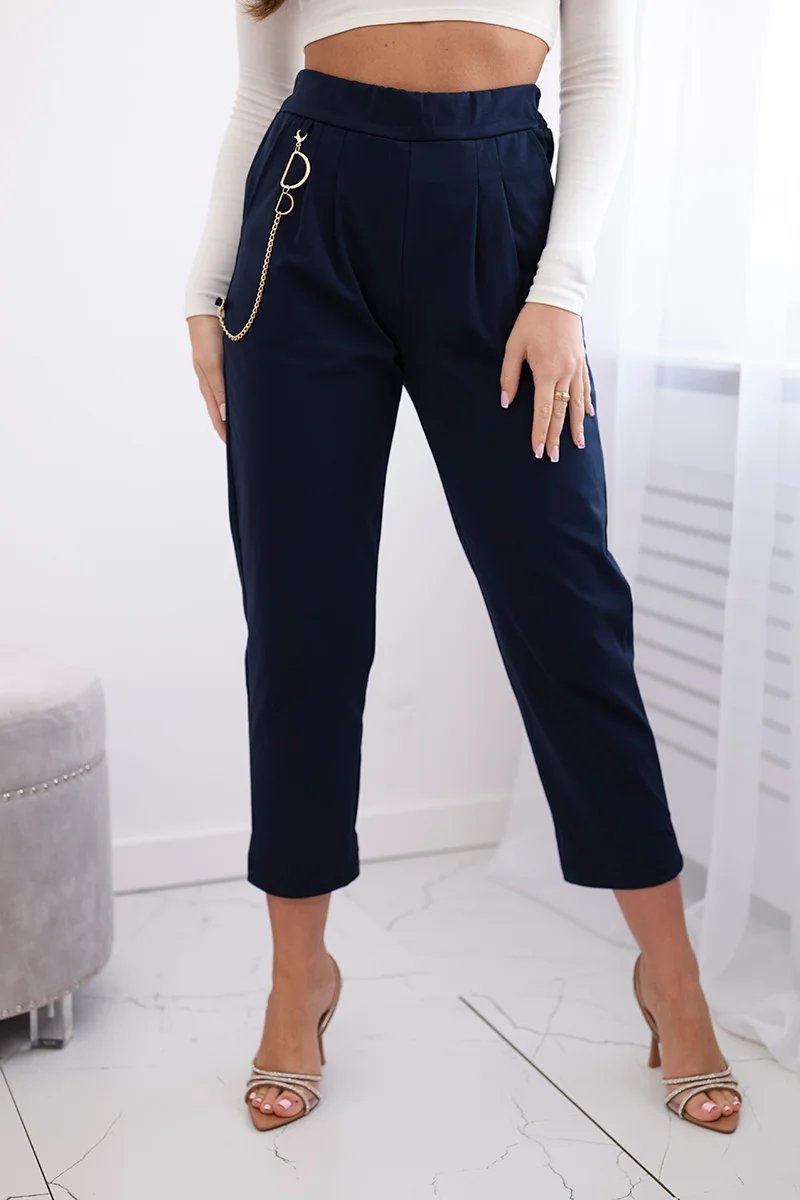 New punto trousers with chain in navy blue