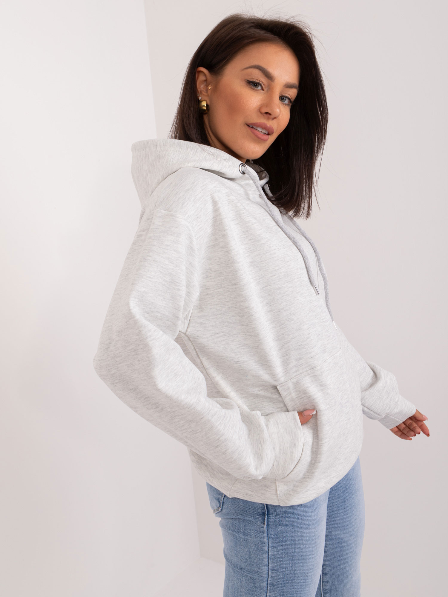 Light Grey Women's Viscose Kangaroo Sweatshirt