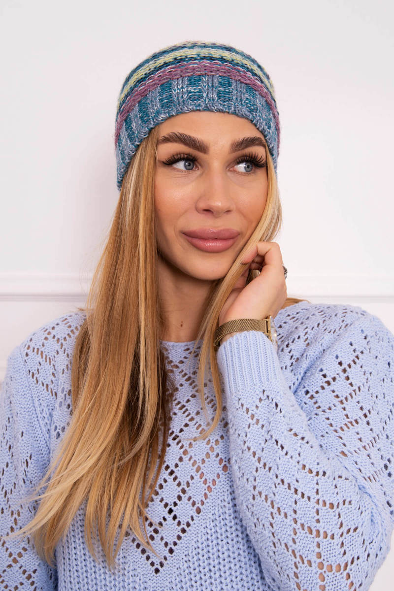Cap with fleece Krystyna K207 green neon + blue