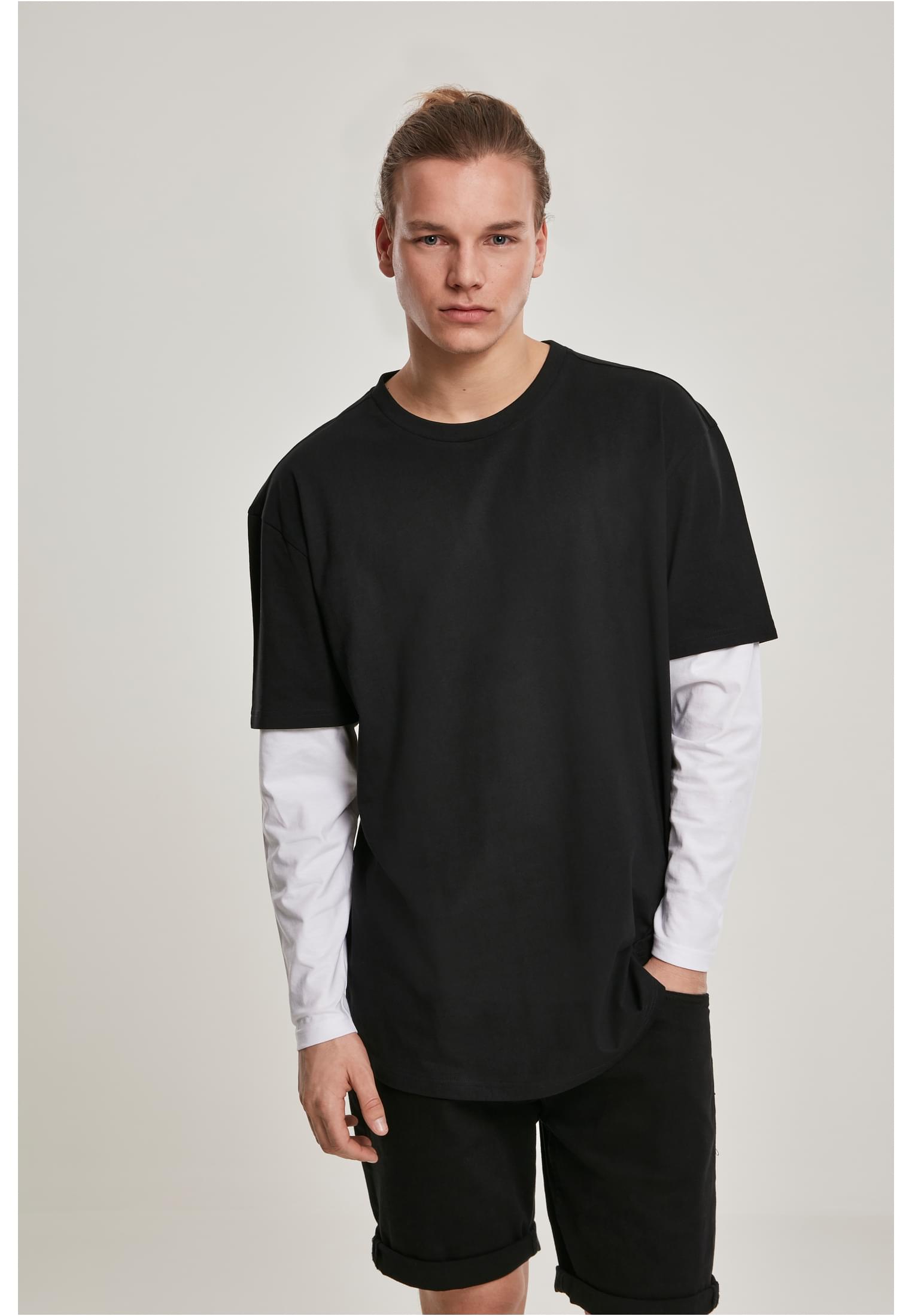 Oversized Shaped Double Layer LS Tee Black/White