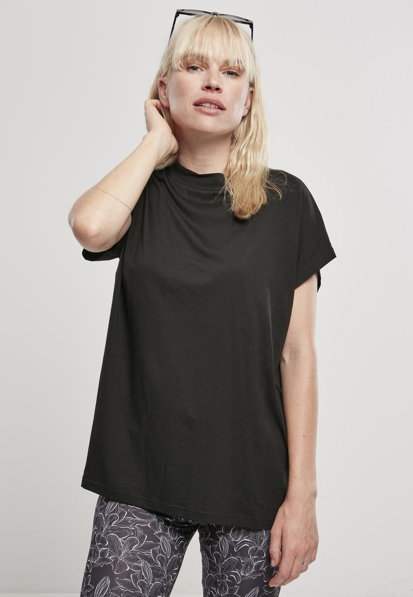 Women's oversized viscose cut t-shirt on the sleeve black