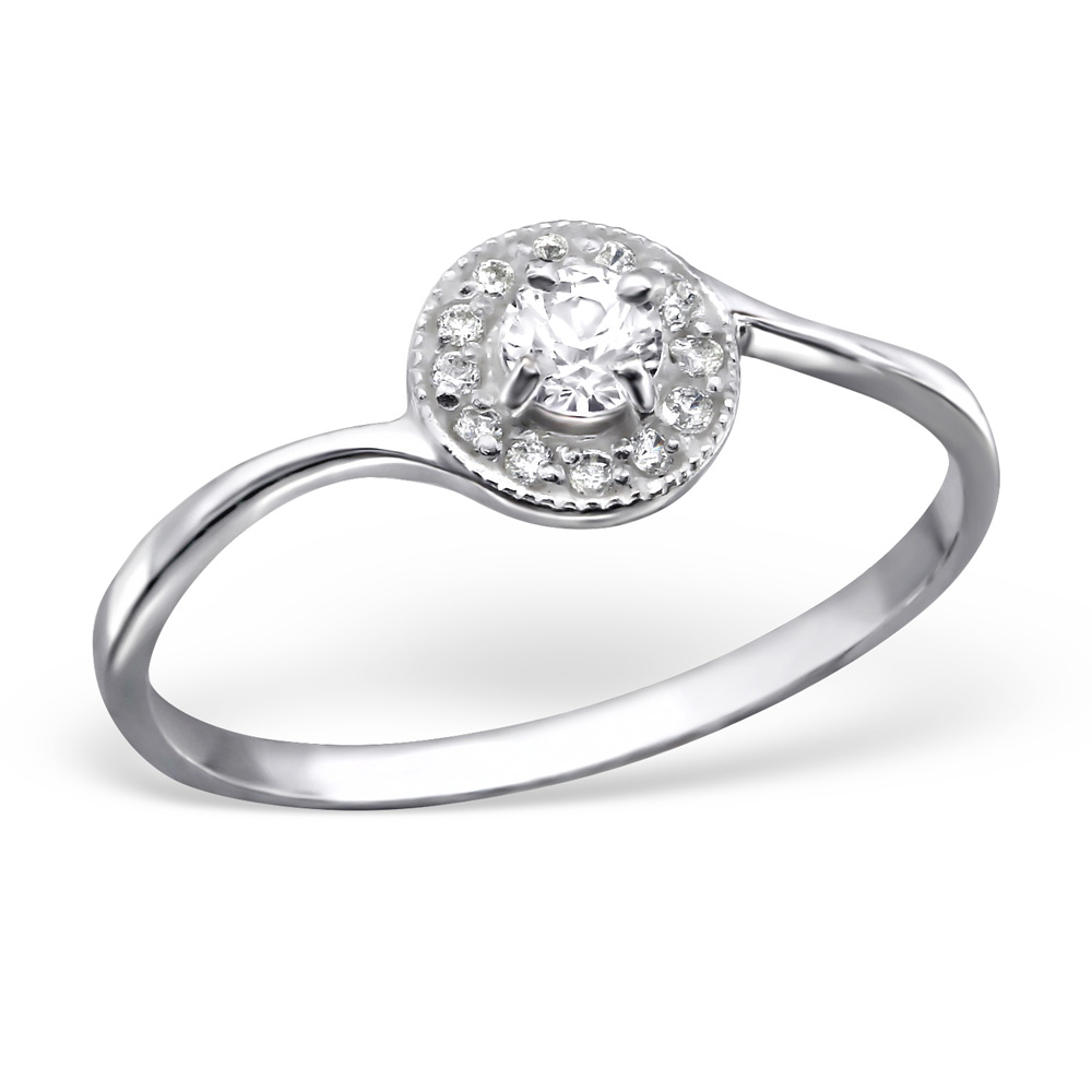 Silver Engagement Ring Luxury Princess II