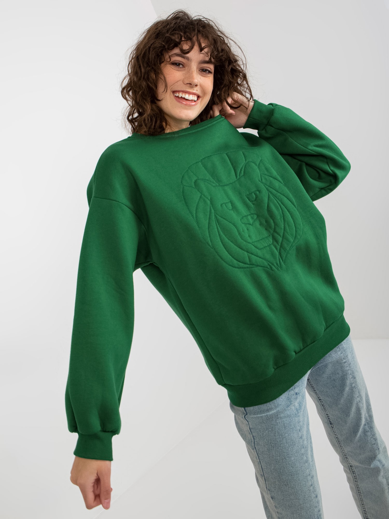 Dark Green Hoodie With Embroidery