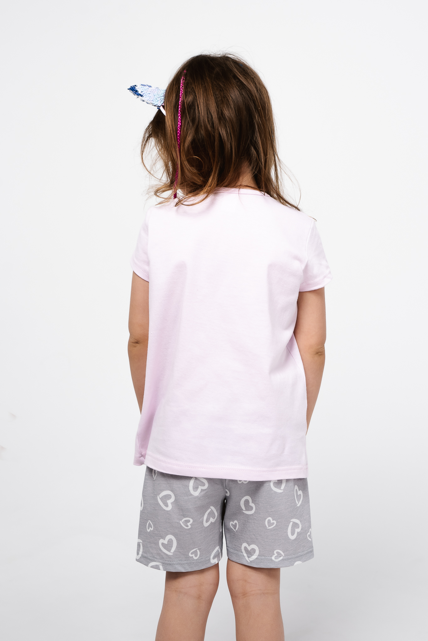 Levně Dívčí pyžamo Noelia, krátký rukáv, krátké nohavice - světle růžová/potisk