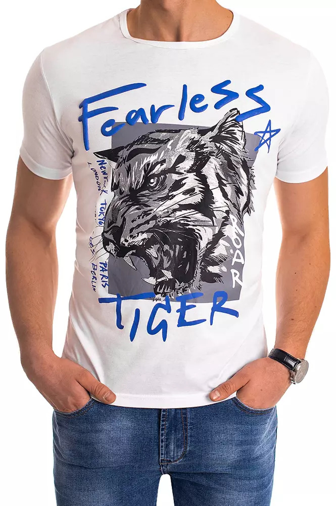 White Men's T-shirt RX4493 With Print