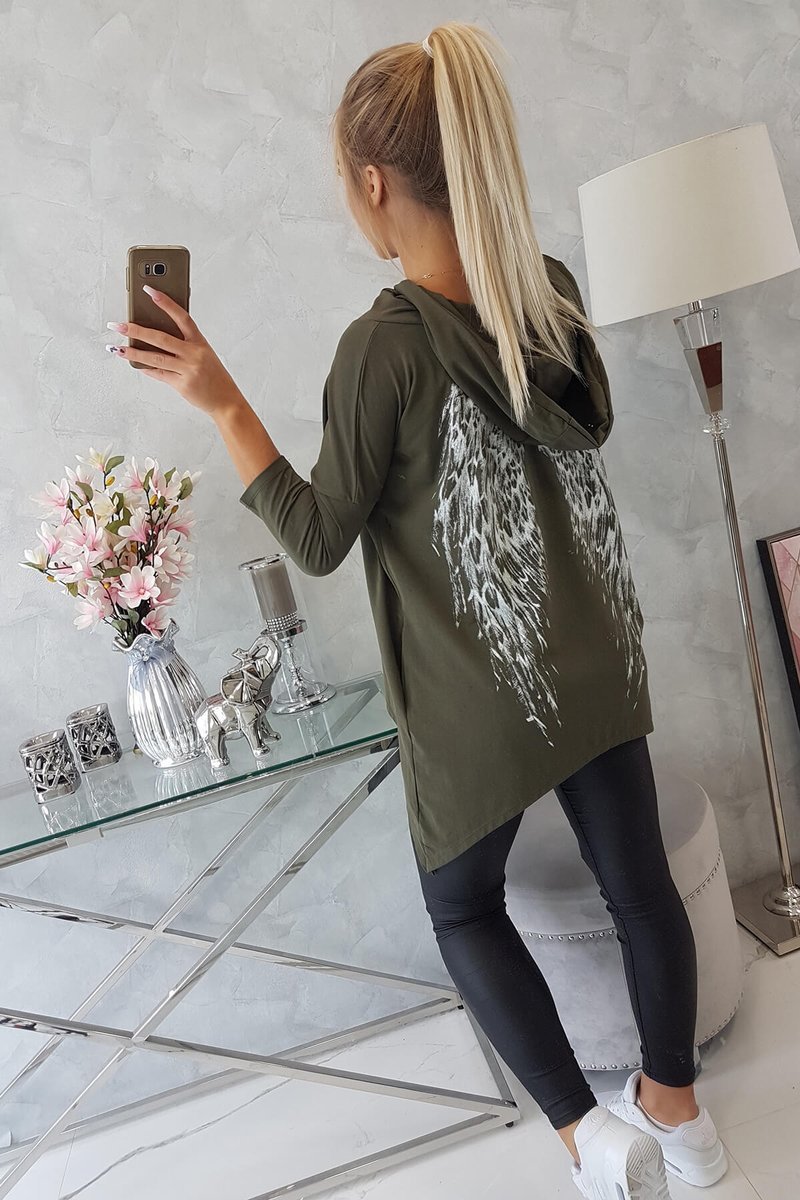 Tricou cu un imprimeu de aripi kaki