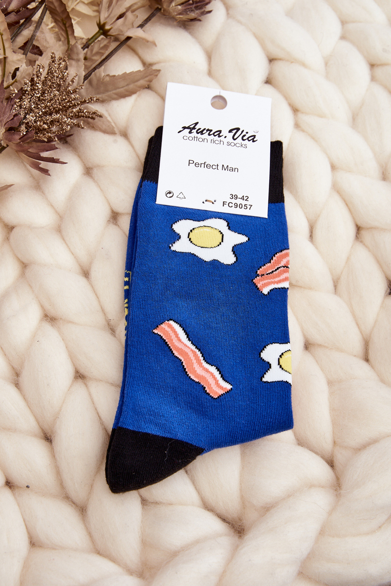 Levně Pánské ponožky s vaječně modrými vzory