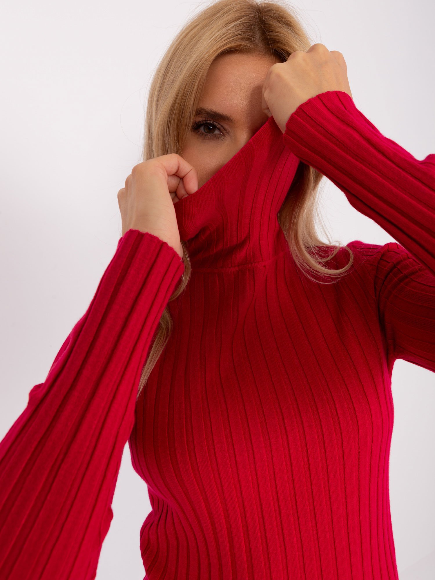 Red Women's Turtleneck With Viscose