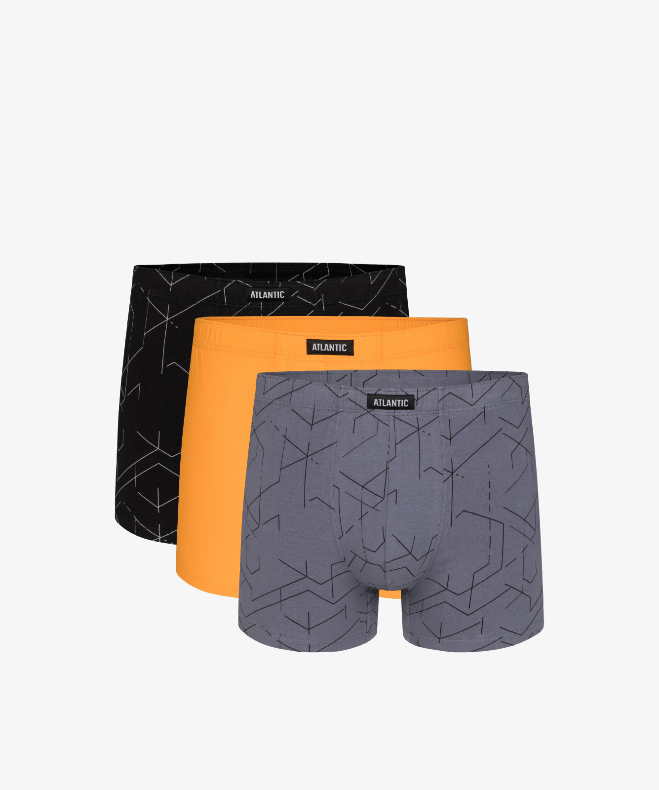 Man Boxers ATLANTIC 3Pack - Black/yellow/gray