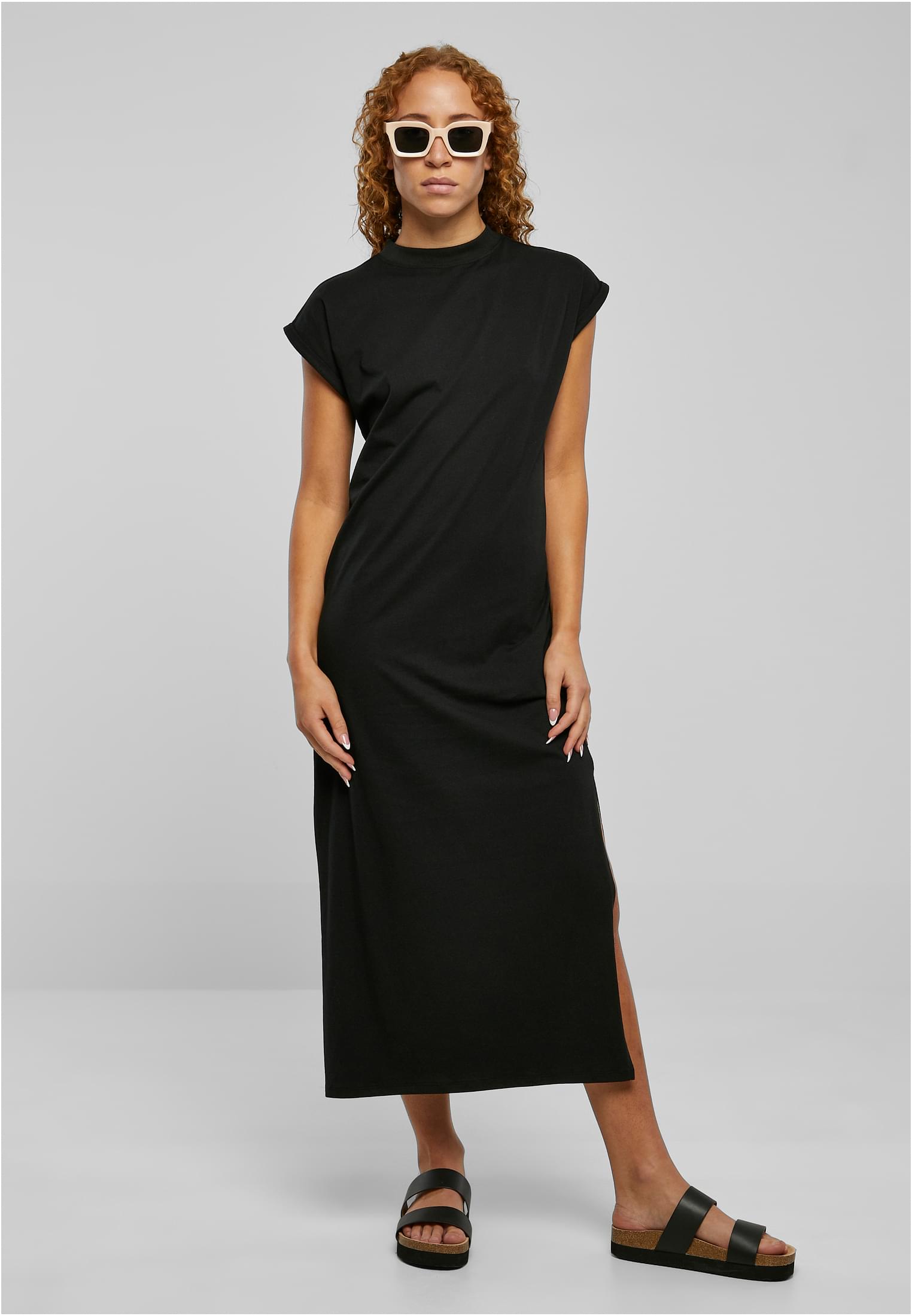 Women's Dress With Long Extended Shoulder Black