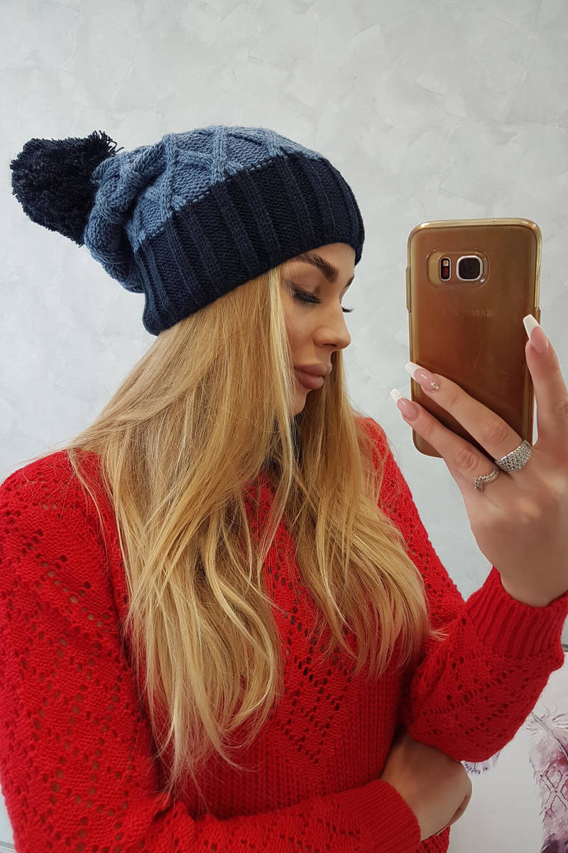 Fleece beanie Milano K203 jeans+navy blue